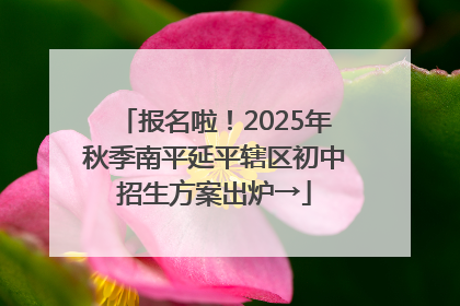 报名啦！2025年秋季南平延平辖区初中招生方案出炉→